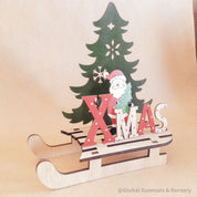 Wooden Christmas sleigh, perfect for imaginative holiday play or as a festive decoration.