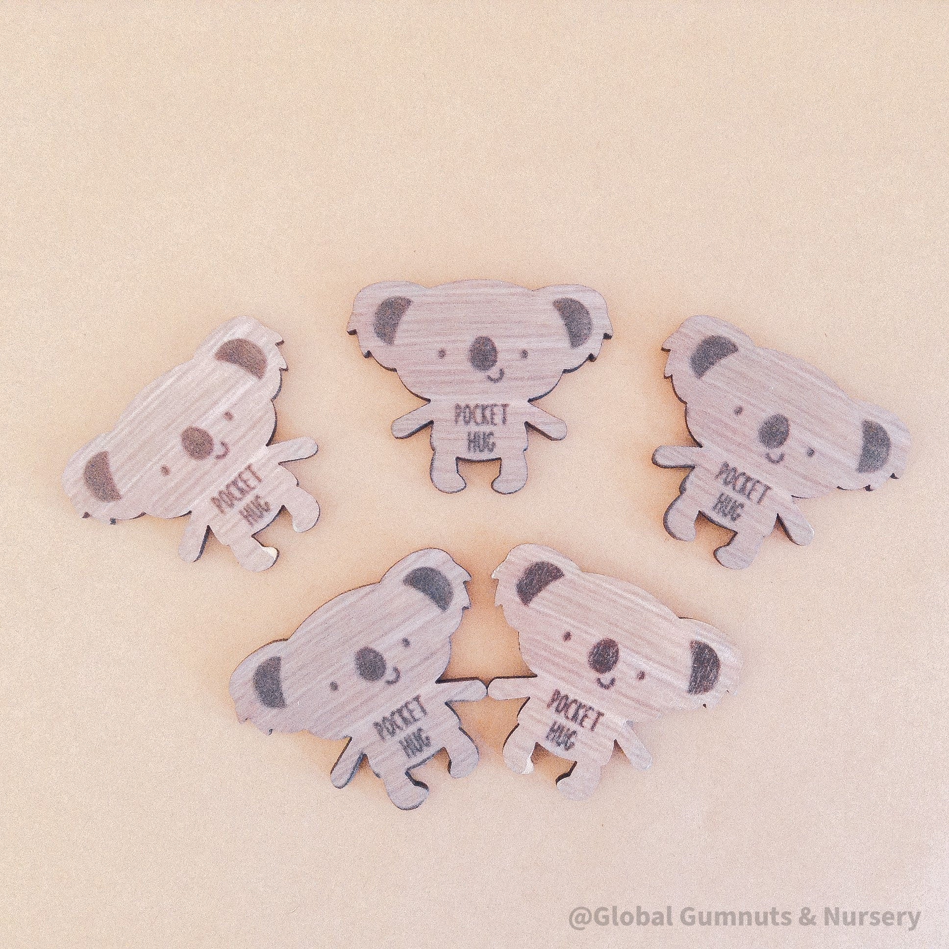 Wooden Koala Hug token, a small, comforting reminder of care, perfect for sharing "a little hug."
