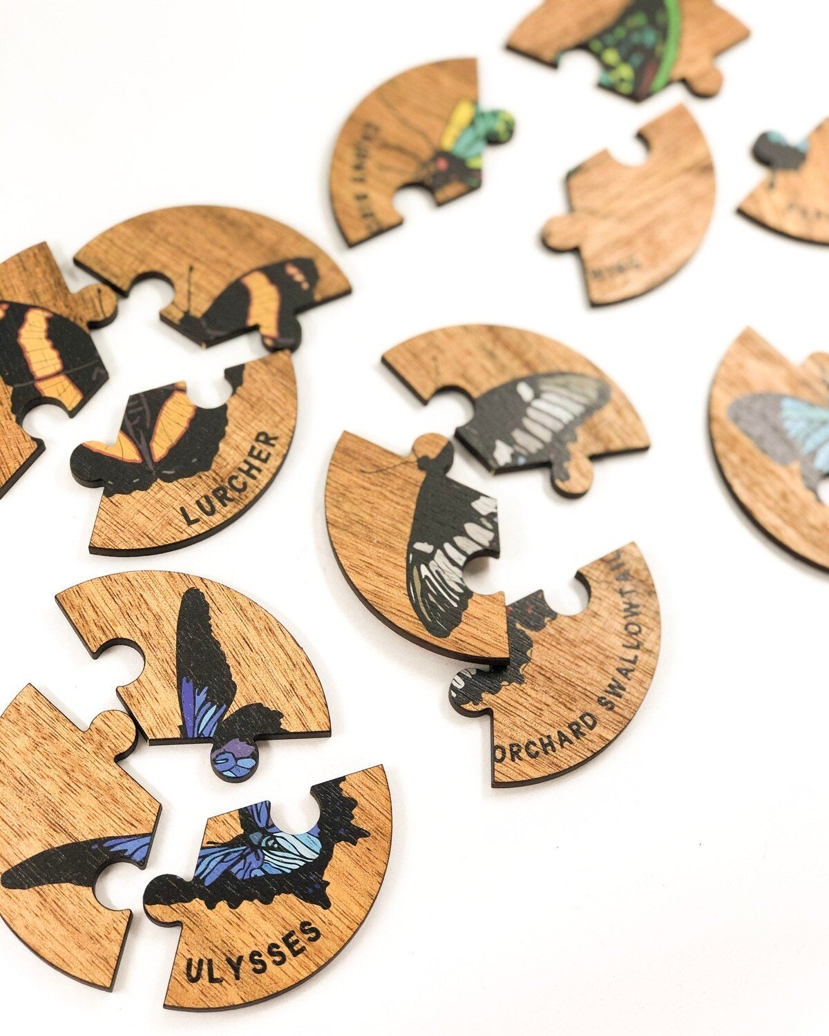 Australian butterfly jigsaw puzzle set, crafted from timber and designed to celebrate native Australian fauna. A perfect educational toy!