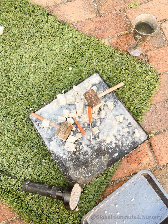 Geology dig kit featuring opal excavation blocks and tools, perfect for budding geologists and sensory play.