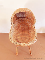 Vintage wicker dolls bassinet, a charming two-piece rattan set.
