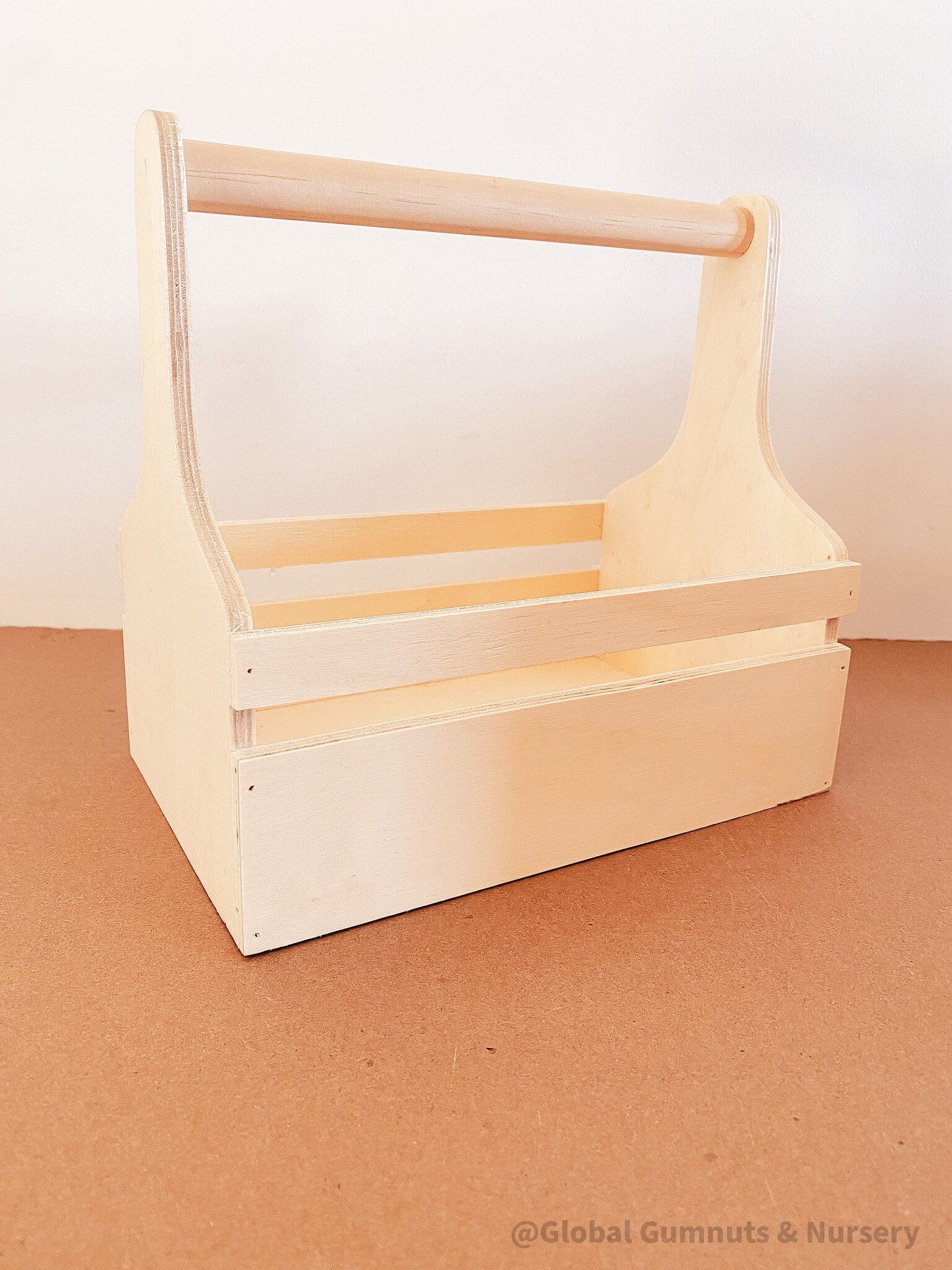 Wooden toolbox for little creatives, perfect for imaginative play or organizing kids’ craft supplies.
