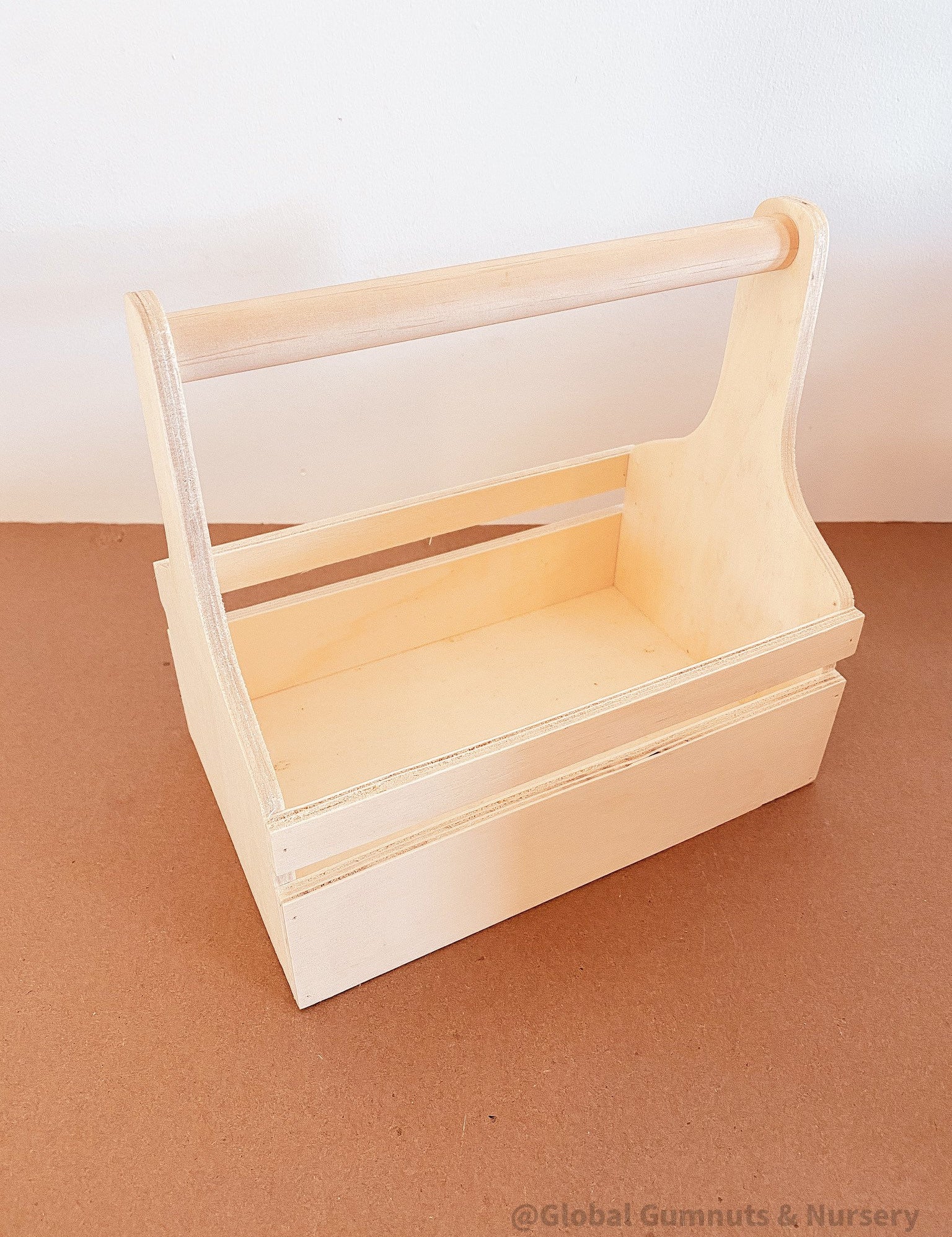 Wooden toolbox for little creatives, perfect for imaginative play or organizing kids’ craft supplies.
