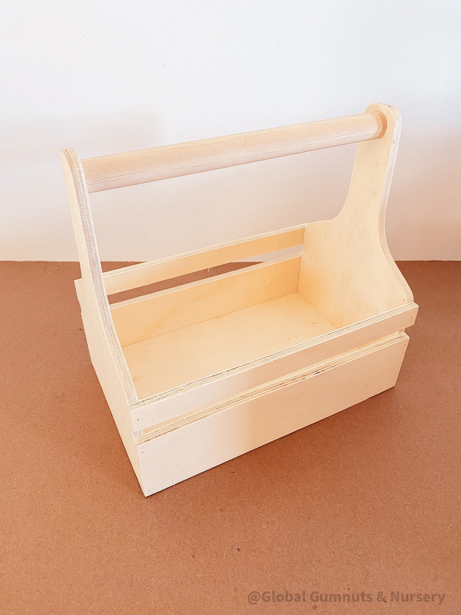 Wooden toolbox for little creatives, perfect for imaginative play or organizing kids’ craft supplies.
