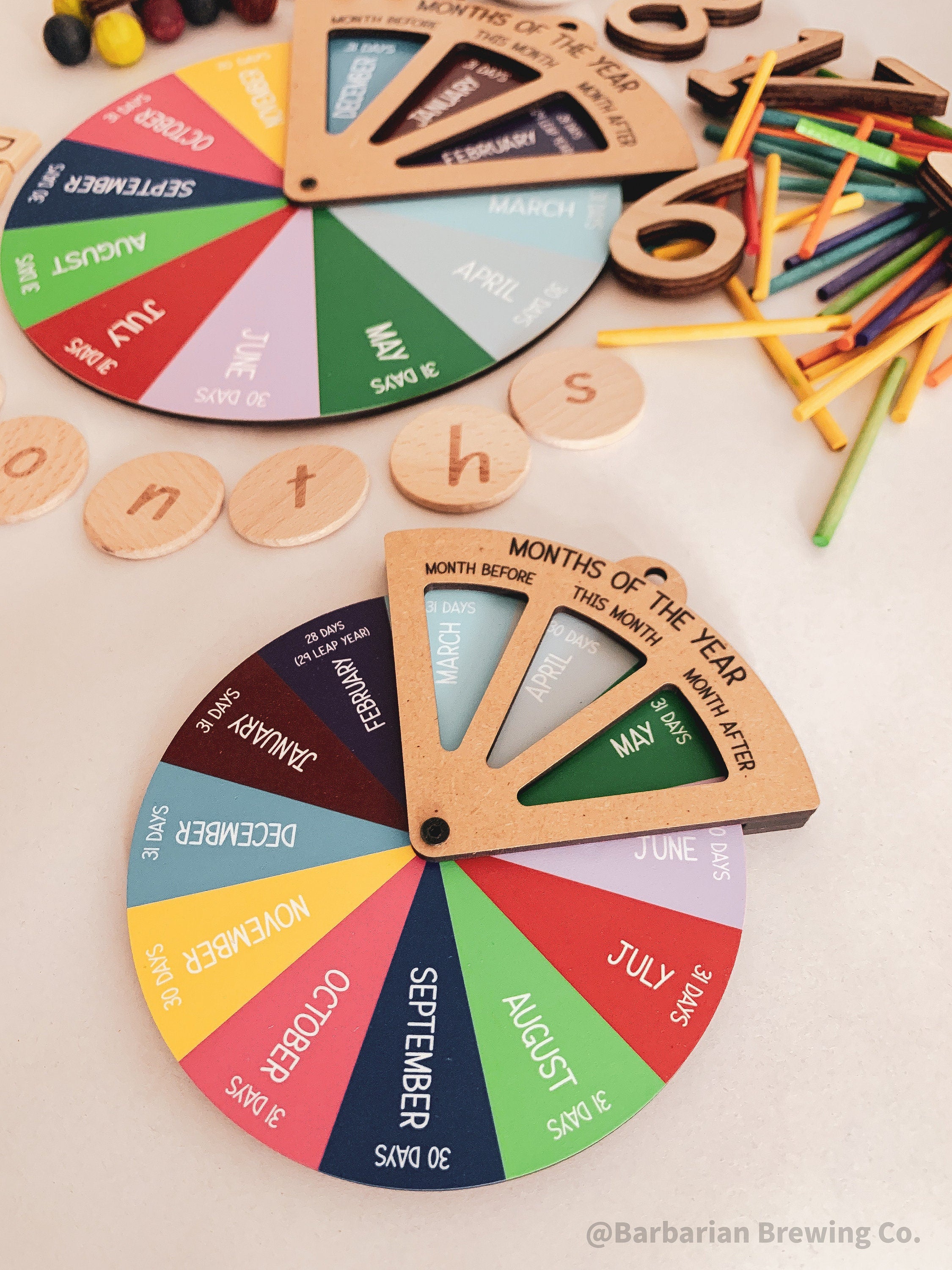 Months of the Year Wheel: Interactive spinner wheel to teach the months.