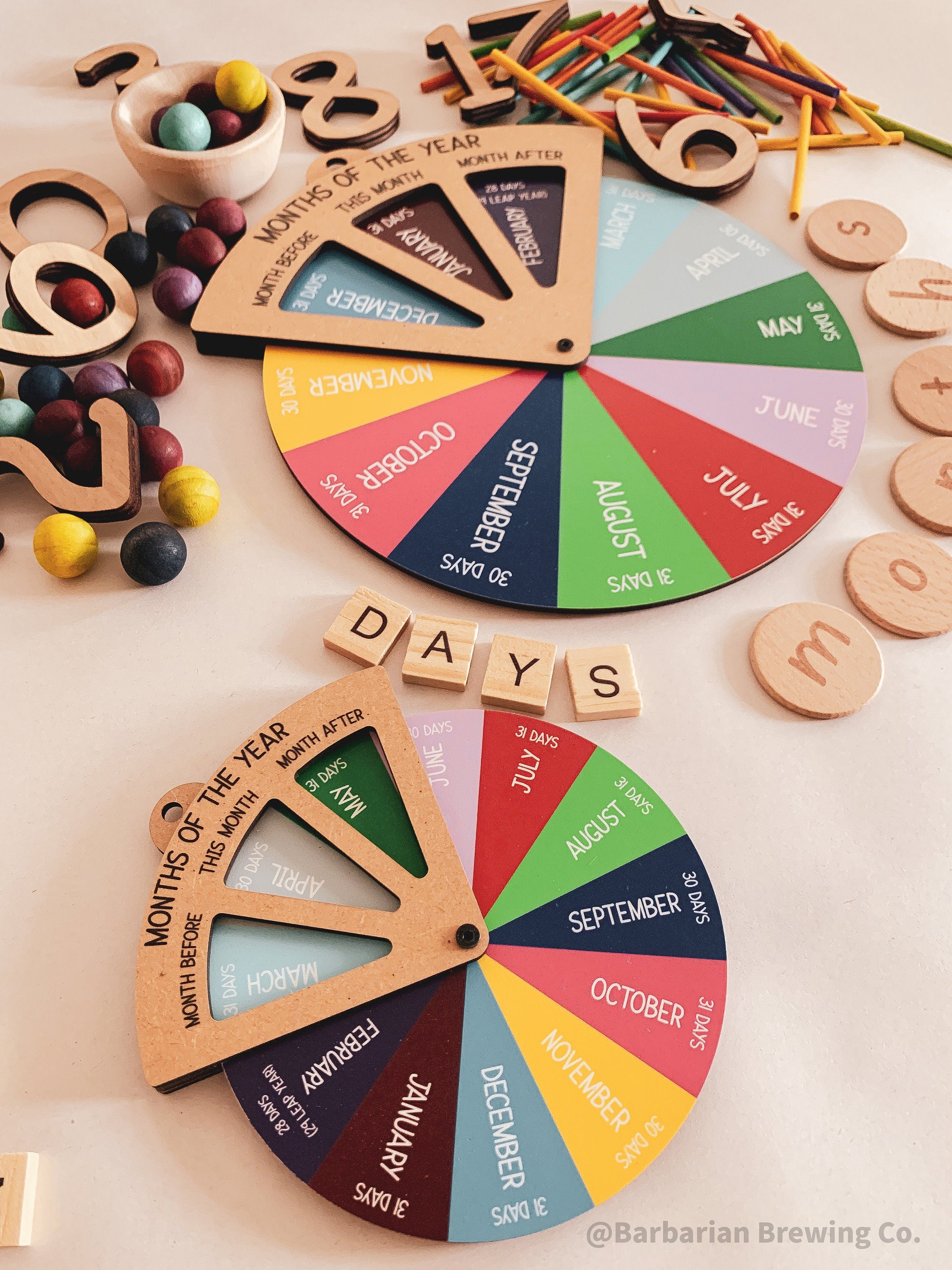 Months of the Year Wheel: Interactive spinner wheel to teach the months.