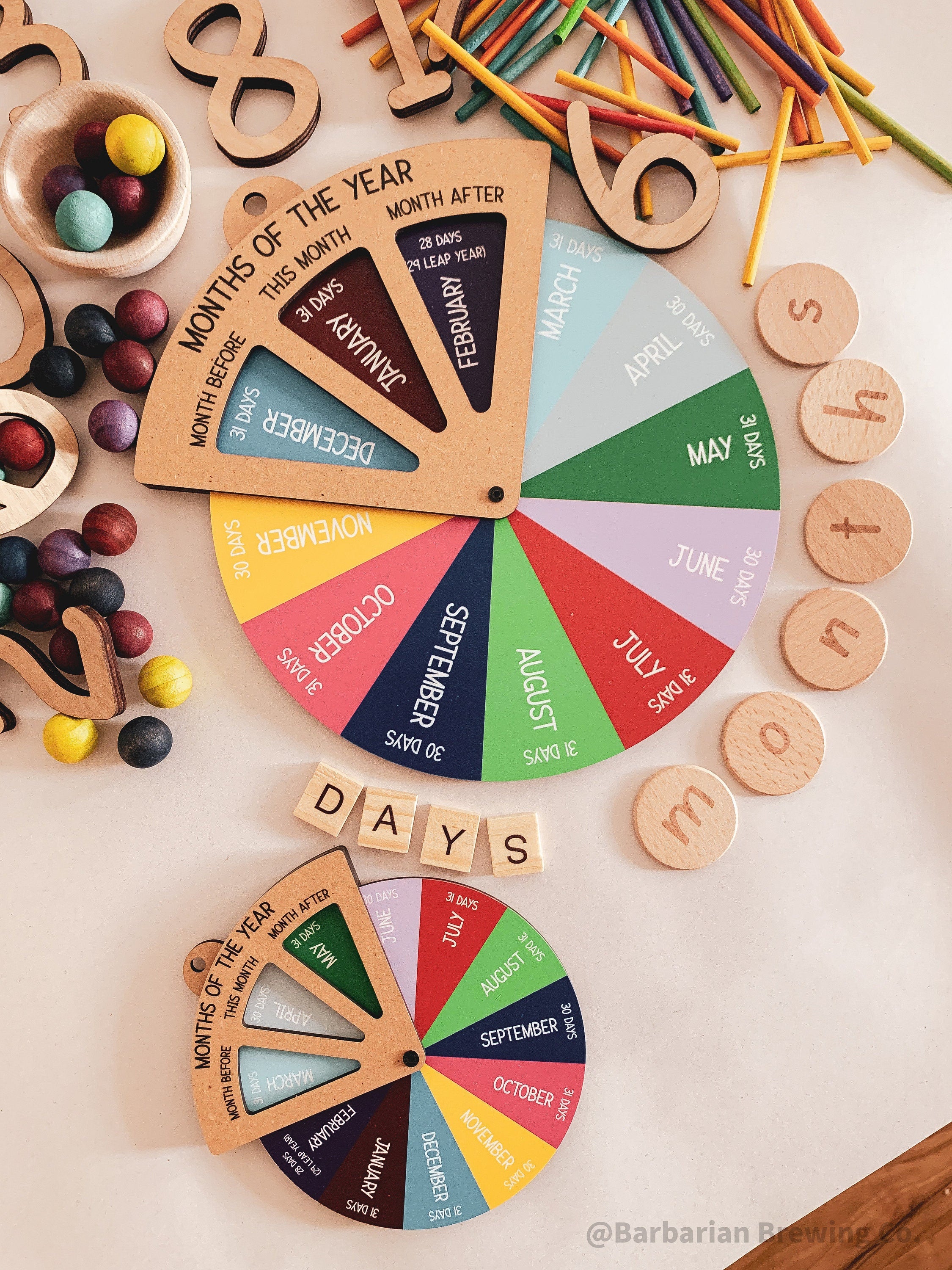 Months of the Year Wheel: Interactive spinner wheel to teach the months.