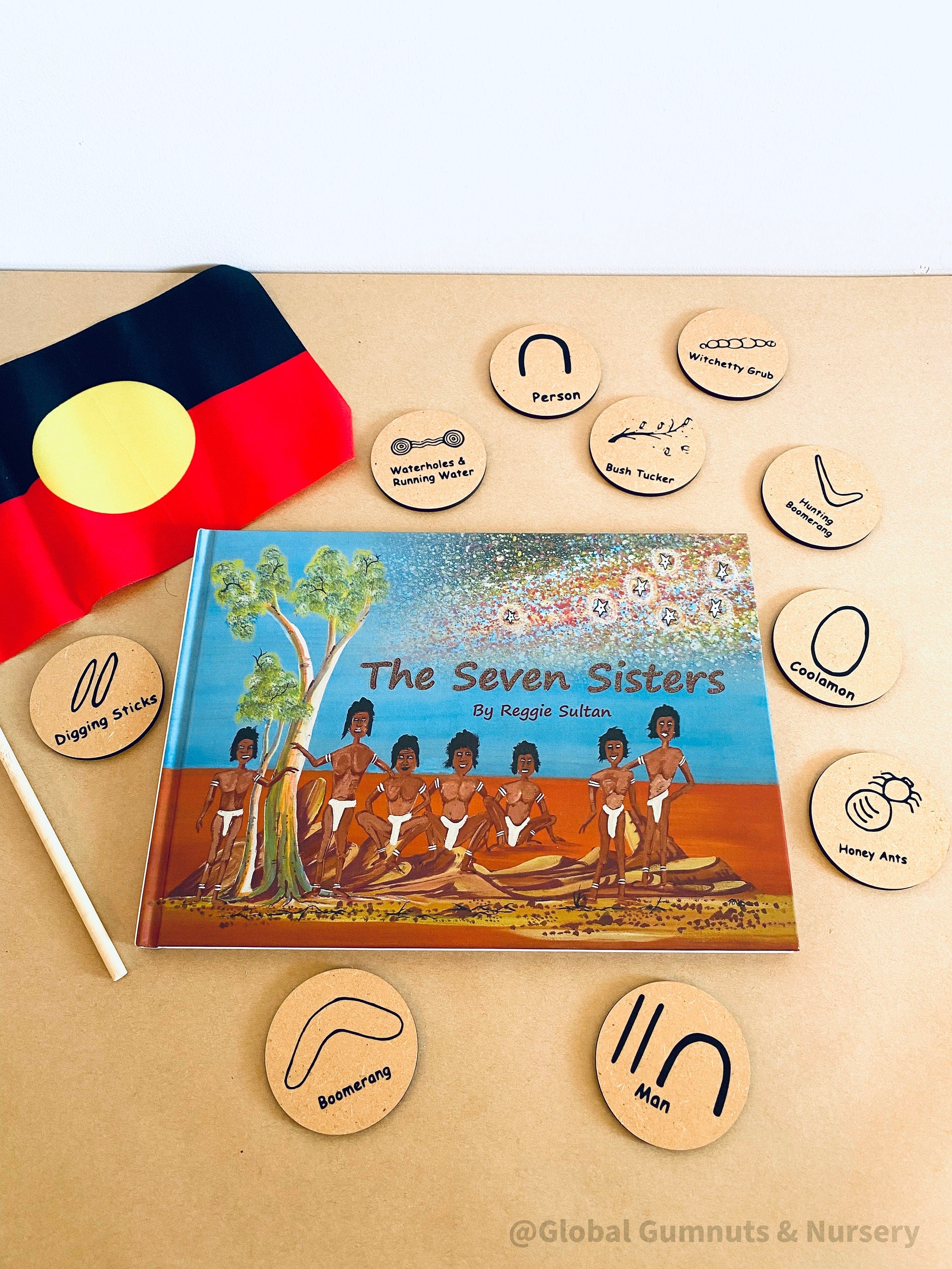 The Seven Sisters, a magical journey with wooden stars and Indigenous dreamtime stories.