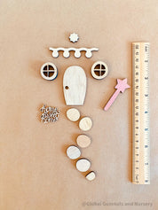 Fairy Garden Wooden Embellishment Set – 11 Pieces: Explore creativity with these 11 wooden embellishment pieces, perfect for decorating and crafting fairy gardens.