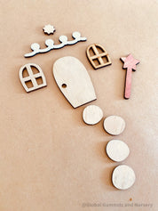 Fairy Garden Wooden Embellishment Set – 11 Pieces: Explore creativity with these 11 wooden embellishment pieces, perfect for decorating and crafting fairy gardens.
