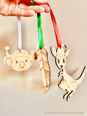 Australian animal Christmas ornaments, available as a set of 3 or individually. Handcrafted for a festive touch.