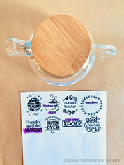 Glass Teapot with Bamboo Lid: Stylish glass teapot with bamboo lid, perfect for tea time or as a display piece for modern decor.