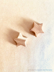 Handmade Wooden Stars: Set of two wooden stars, safe for decor or play.