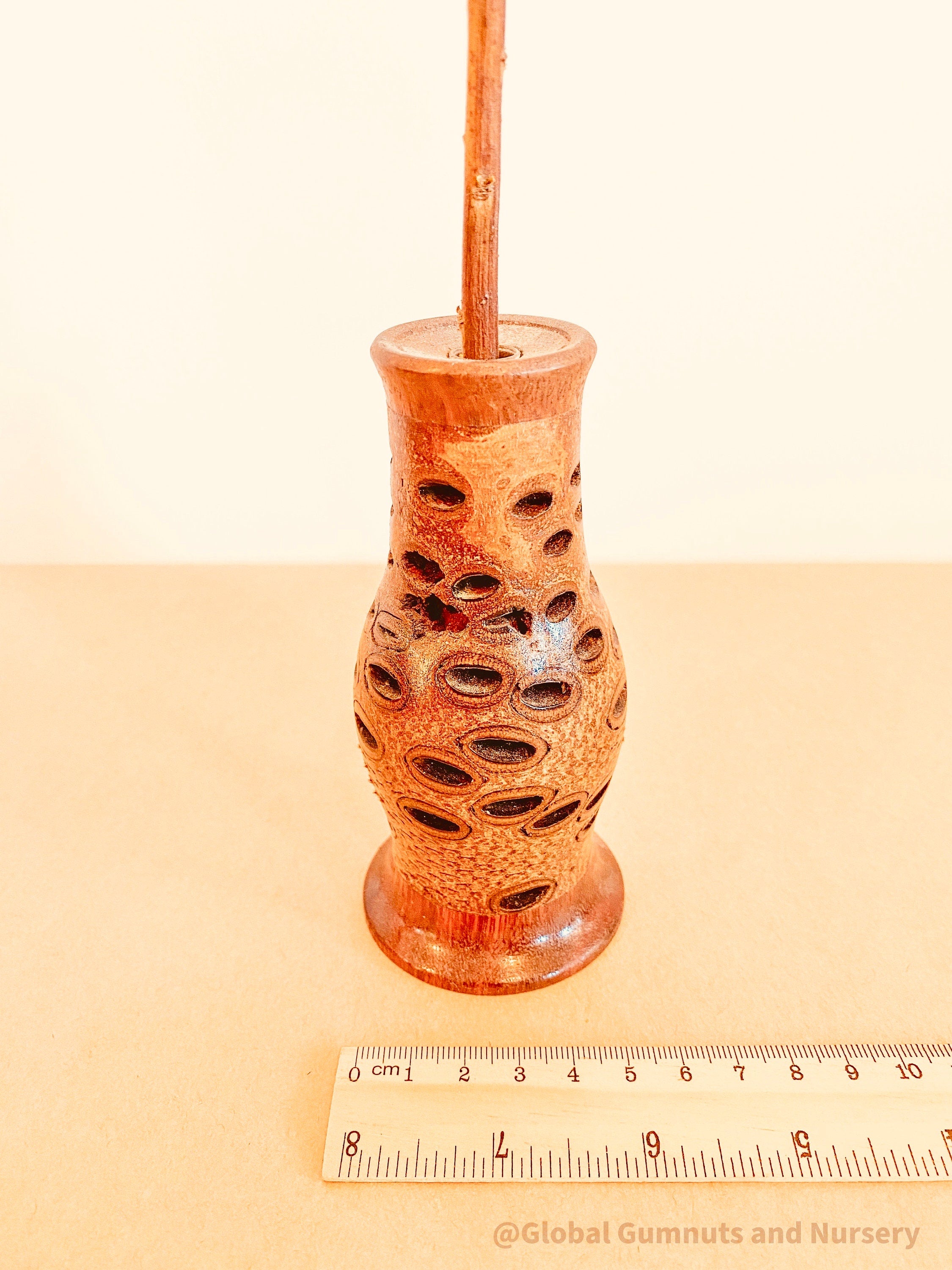 Tall Banksia Vase: Handcrafted banksia vase for home decor.