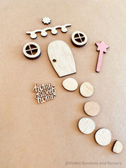 Fairy Garden Wooden Embellishment Set – 11 Pieces: Explore creativity with these 11 wooden embellishment pieces, perfect for decorating and crafting fairy gardens.
