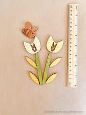 Floral Wooden Embellishment Set – 9 Pieces: A versatile 9-piece floral-themed wooden embellishment set for creative crafting and design.
