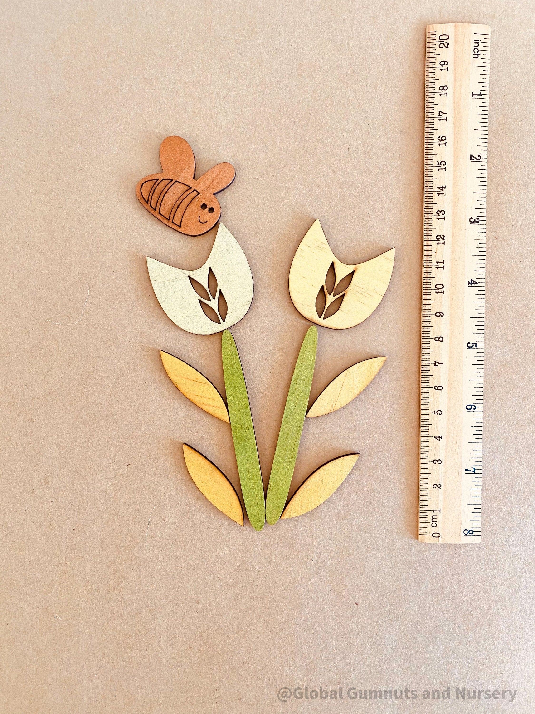 Floral Wooden Embellishment Set – 9 Pieces: A versatile 9-piece floral-themed wooden embellishment set for creative crafting and design.