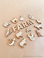 farm animal embellishments set: 17 rustic animal-themed pieces for crafts and decor.
