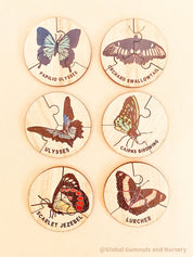 Australian butterfly jigsaw puzzle set, crafted from timber and designed to celebrate native Australian fauna. A perfect educational toy!