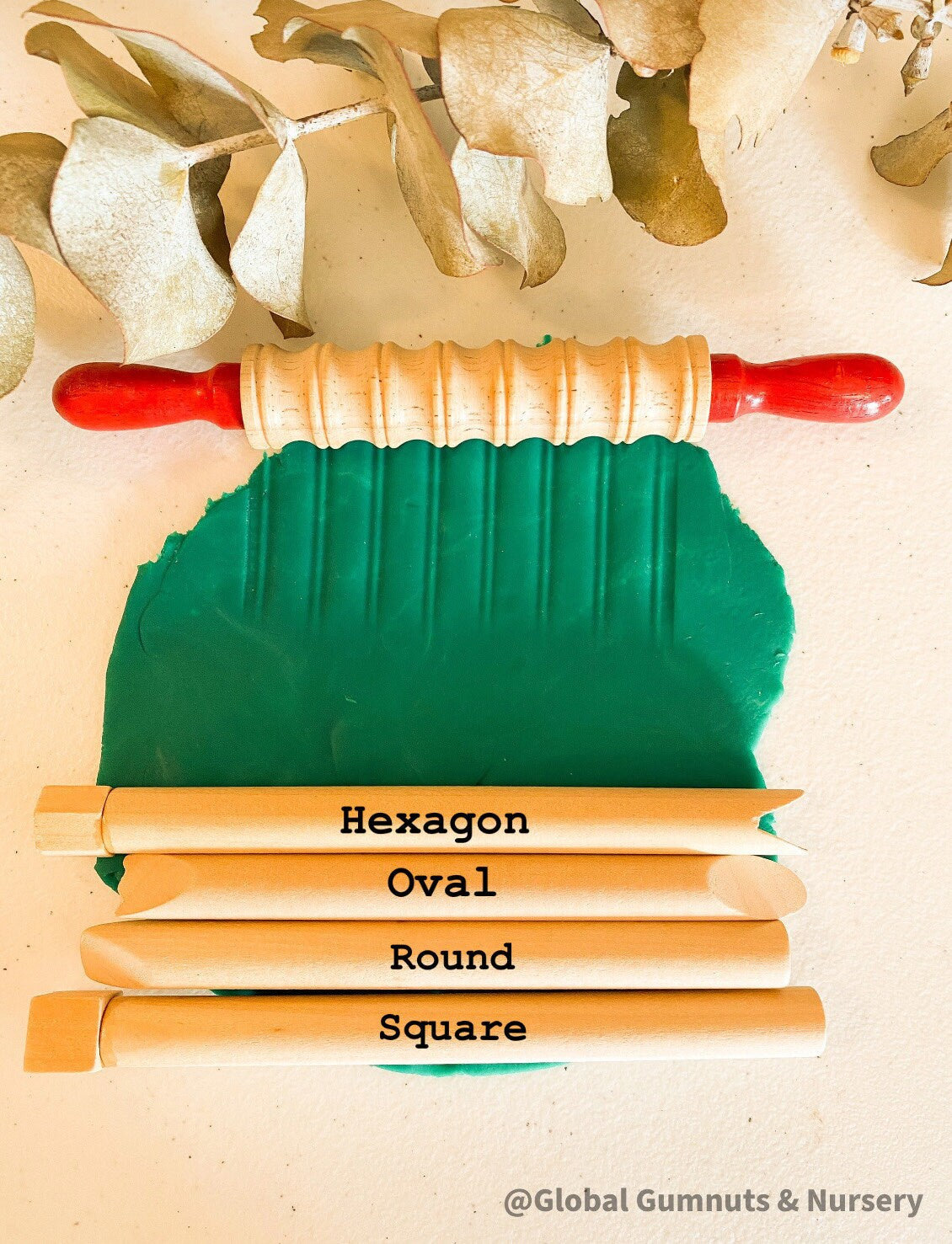 Wood Pattern Makers Set: Set of wooden tools for creating patterns and textures in clay or playdough, perfect for creative play.