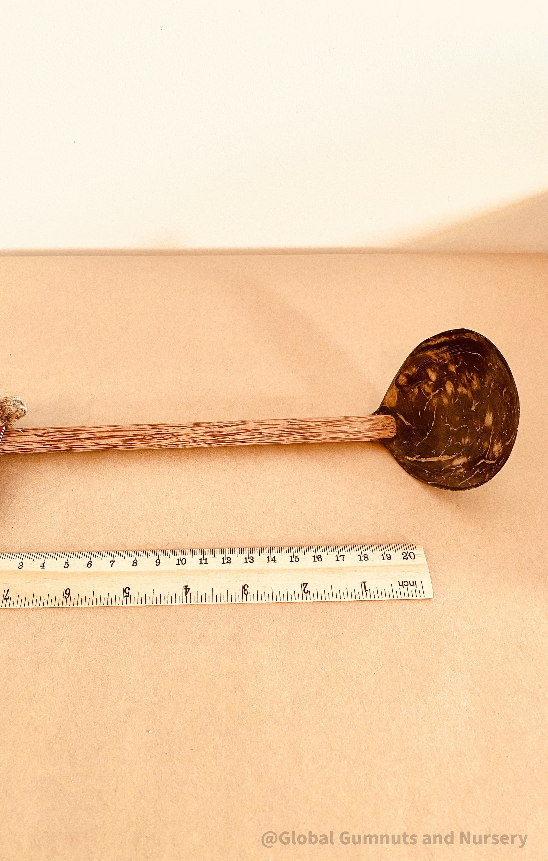 Coconut Water Scoop: Handcrafted coconut ladle for water play or serving.