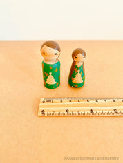 Peg people and tree set, hand-painted and crafted by a local wood turner.