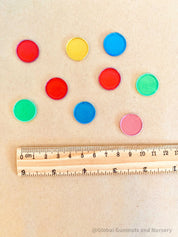 Magnetic colored chips/tiles, a fun and versatile addition to magnetic play or learning activities.