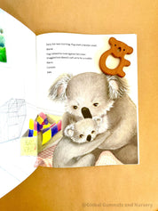 Mama and Hug Book & Wooden Koala Piece: Book with a wooden koala, exploring Australian wildlife connections.