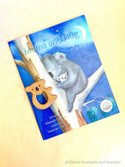 Mama and Hug Book & Wooden Koala Piece: Book with a wooden koala, exploring Australian wildlife connections.