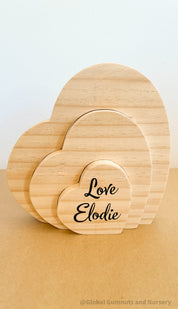 Handmade Wooden Heart Puzzle: Three-piece heart puzzle for play or Valentine's decor.
