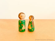 Peg people and tree set, hand-painted and crafted by a local wood turner.