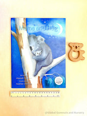 Mama and Hug Book & Wooden Koala Piece: Book with a wooden koala, exploring Australian wildlife connections.
