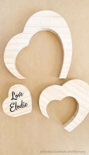 Handmade Wooden Heart Puzzle: Three-piece heart puzzle for play or Valentine's decor.