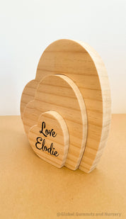 Handmade Wooden Heart Puzzle: Three-piece heart puzzle for play or Valentine's decor.
