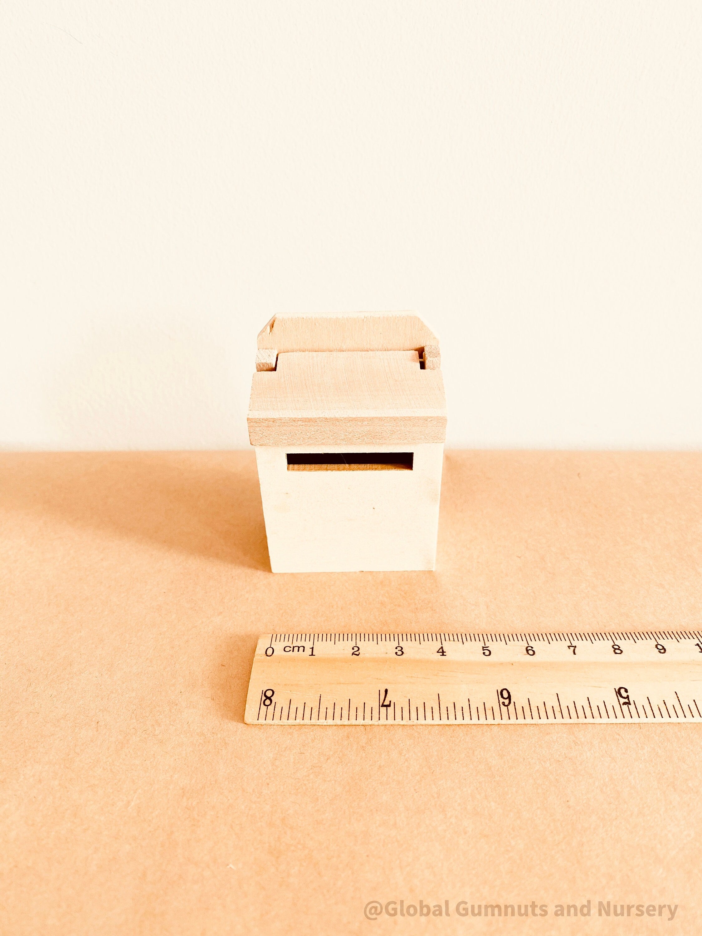 Mail Box – Wooden Fairy Garden: Tiny wooden mailbox for fairy gardens or dollhouses, enhancing imaginative play and whimsical setups.