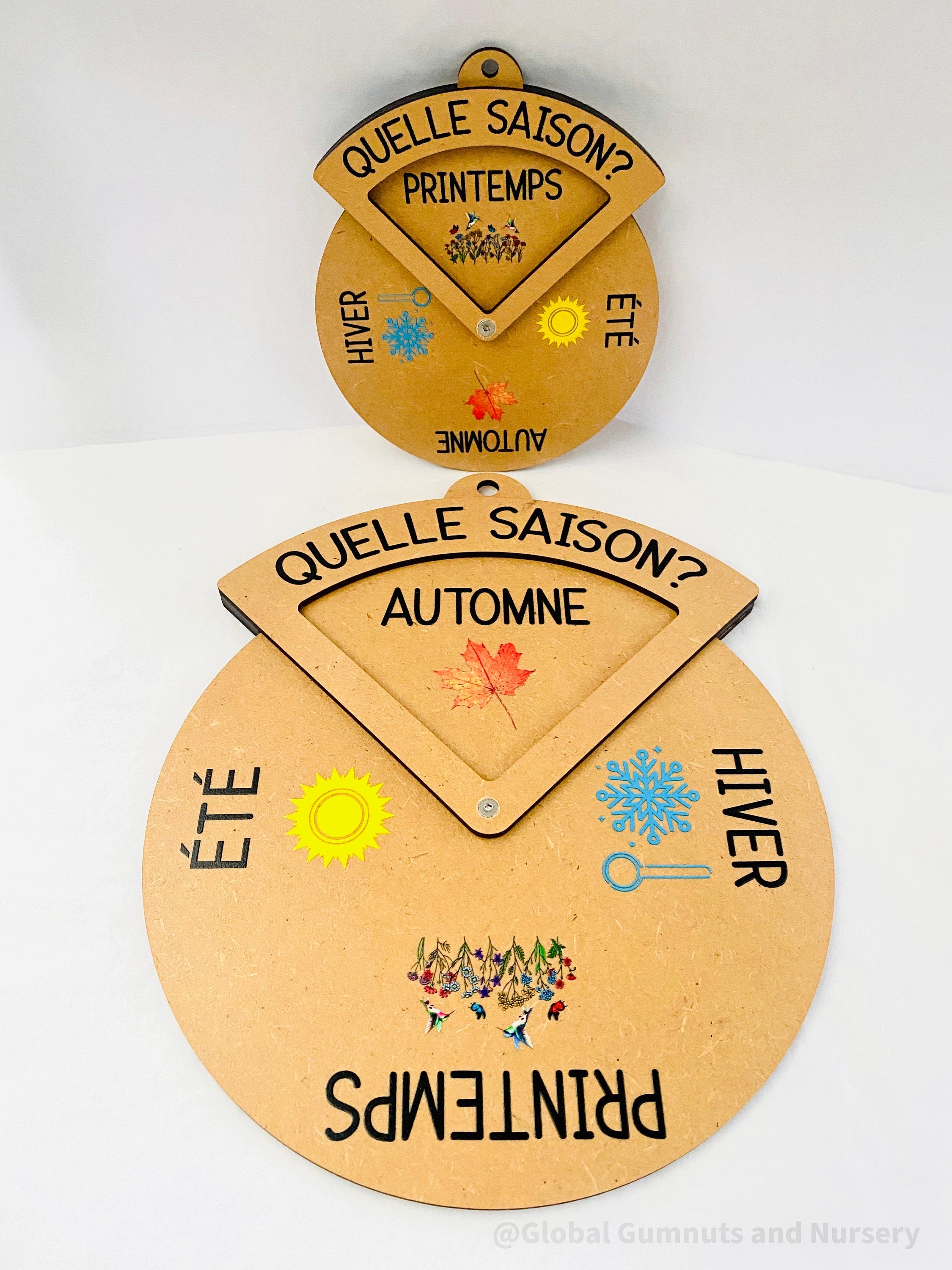 Four Seasons Spinner Dial (French): Learn the seasons in French with this interactive wheel.