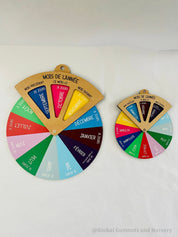 Months of the Year Wheel (French): Spinner dial for learning months in French.