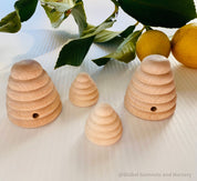 Mini Wooden Beehive: Small wooden beehive decoration, perfect for a natural display, no hole for hanging.