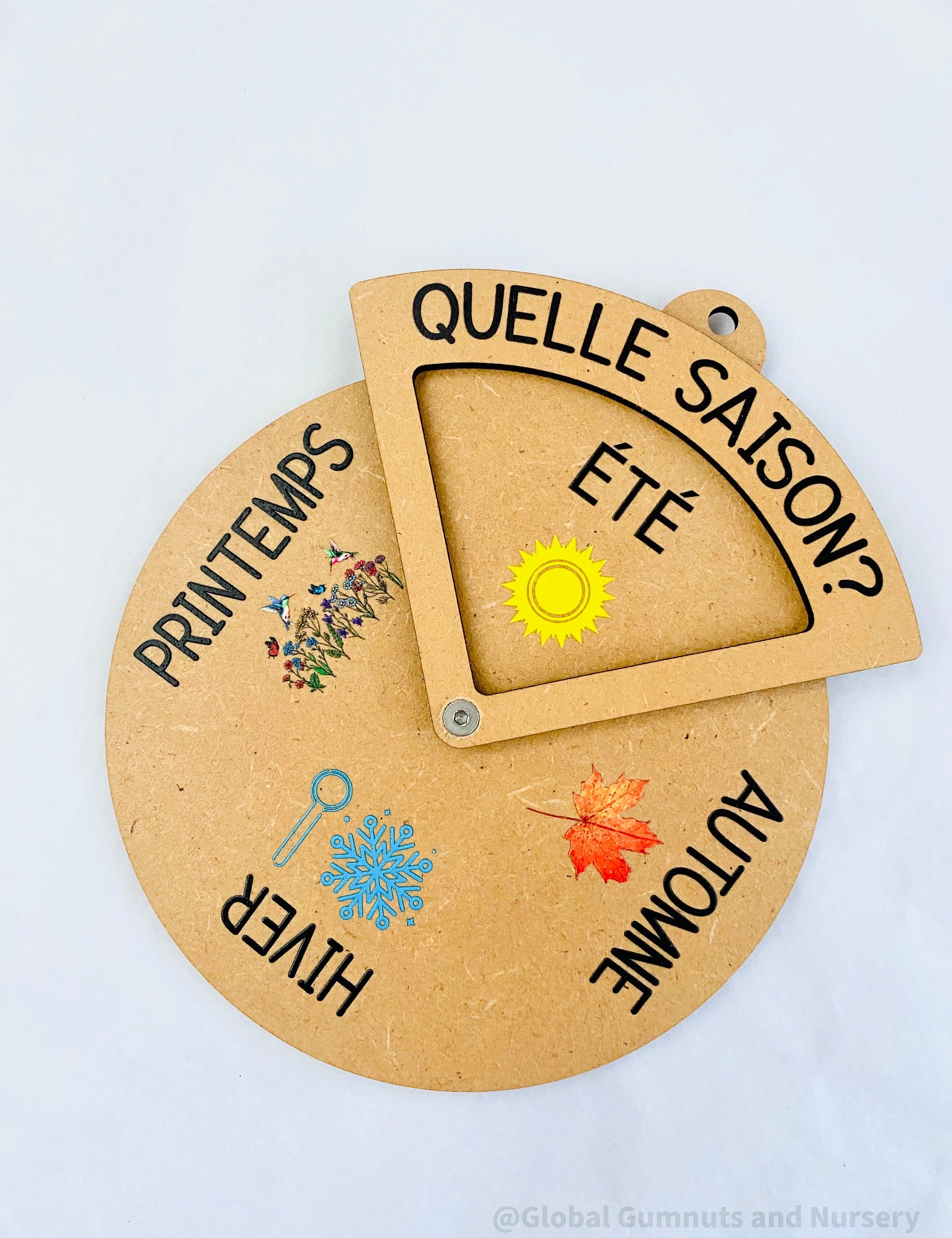 Four Seasons Spinner Dial (French): Learn the seasons in French with this interactive wheel.