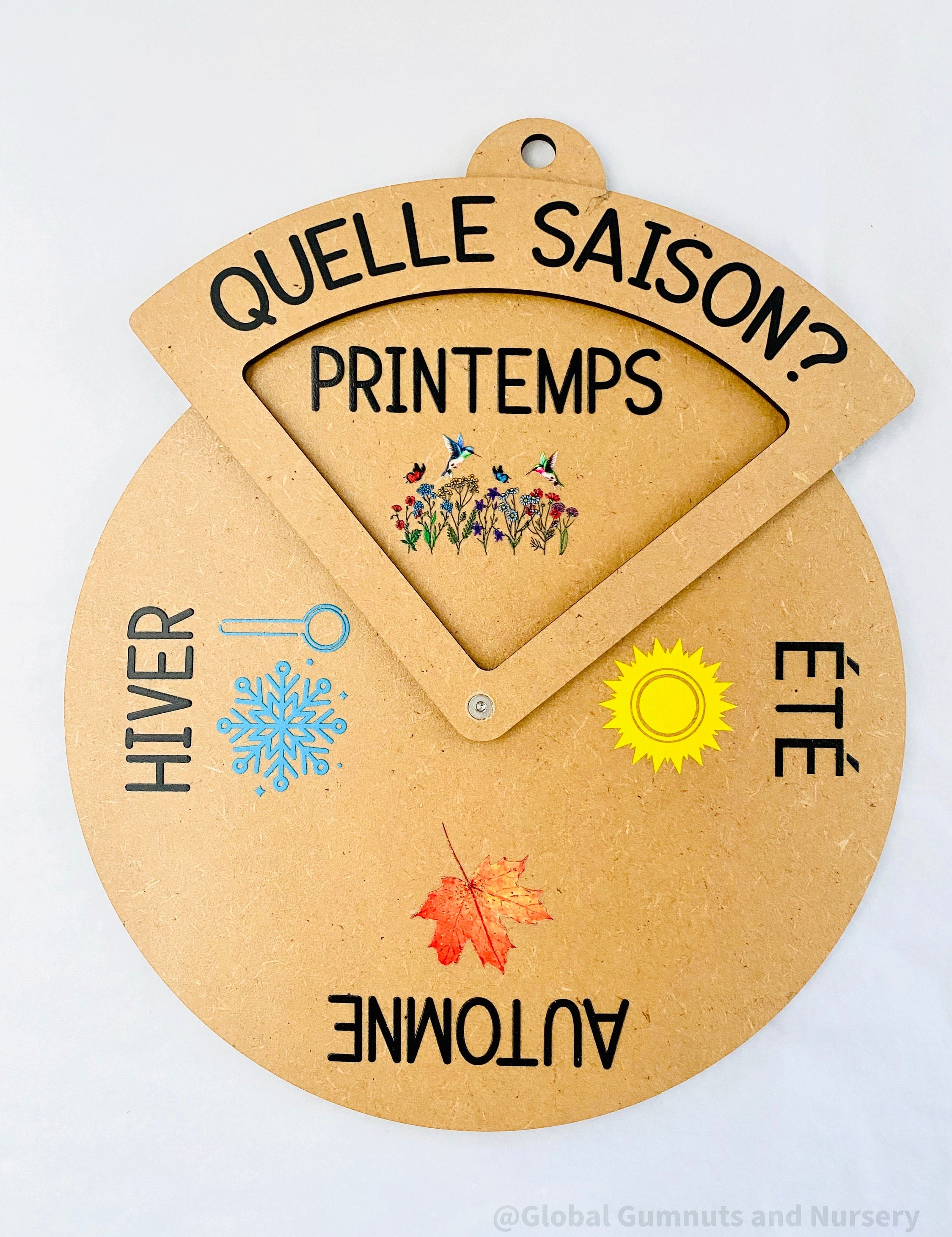 Four Seasons Spinner Dial (French): Learn the seasons in French with this interactive wheel.