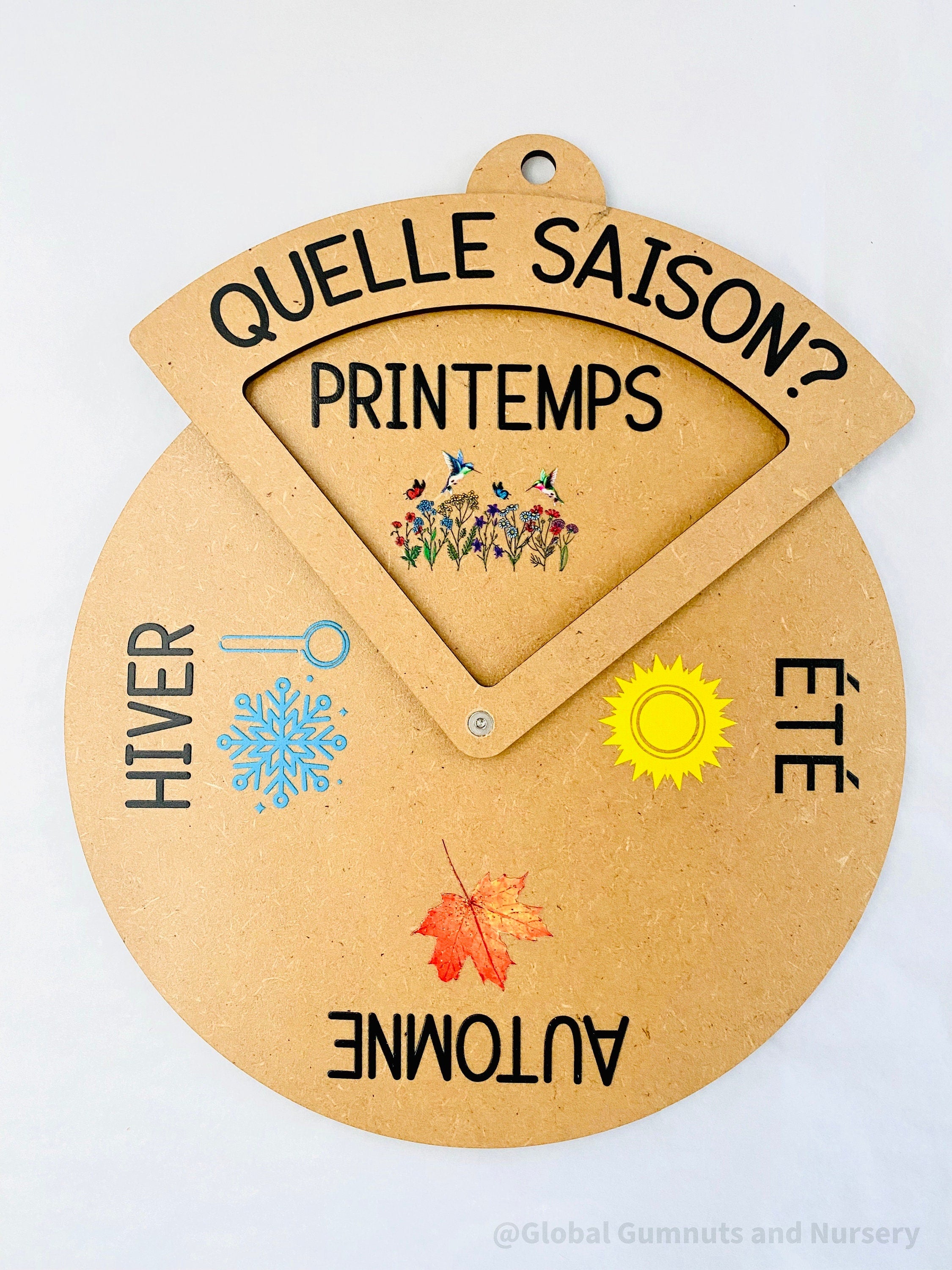 Four Seasons Spinner Dial (French): Learn the seasons in French with this interactive wheel.