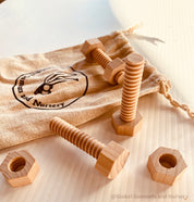 Wooden Nuts & Bolts Set: Six-piece set for motor skill development through play.