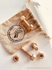 Wooden Nuts & Bolts Set: Six-piece set for motor skill development through play.