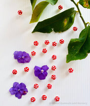 Red Resin Mushrooms: Miniature red resin mushrooms for fairy gardens and crafts.