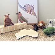 Velvet Australian animal finger puppets (set of 6), cozy toys for imaginative play.

