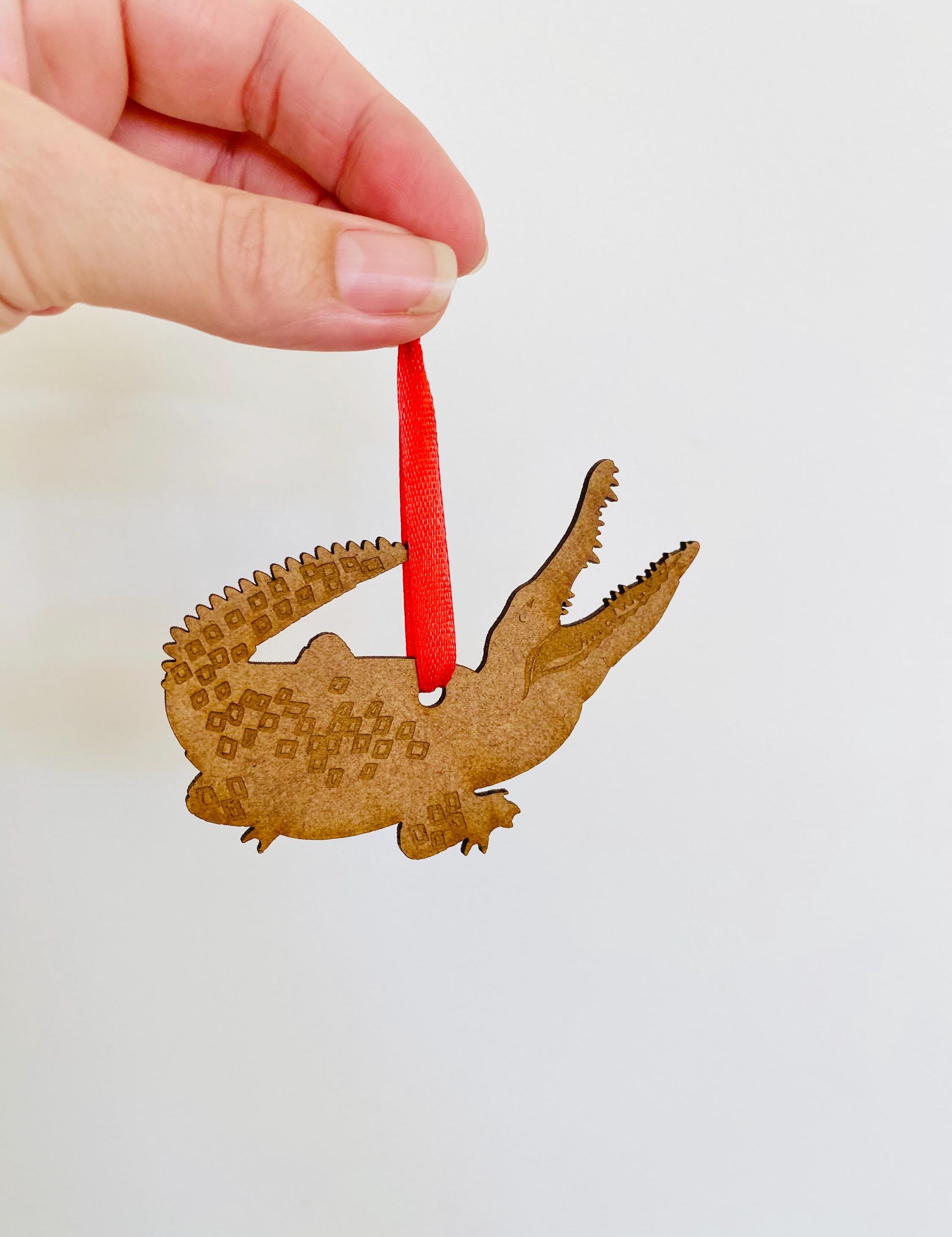 GRUMPY Crocodile Ornament: Crocodile ornament for Australian-themed holiday decor.