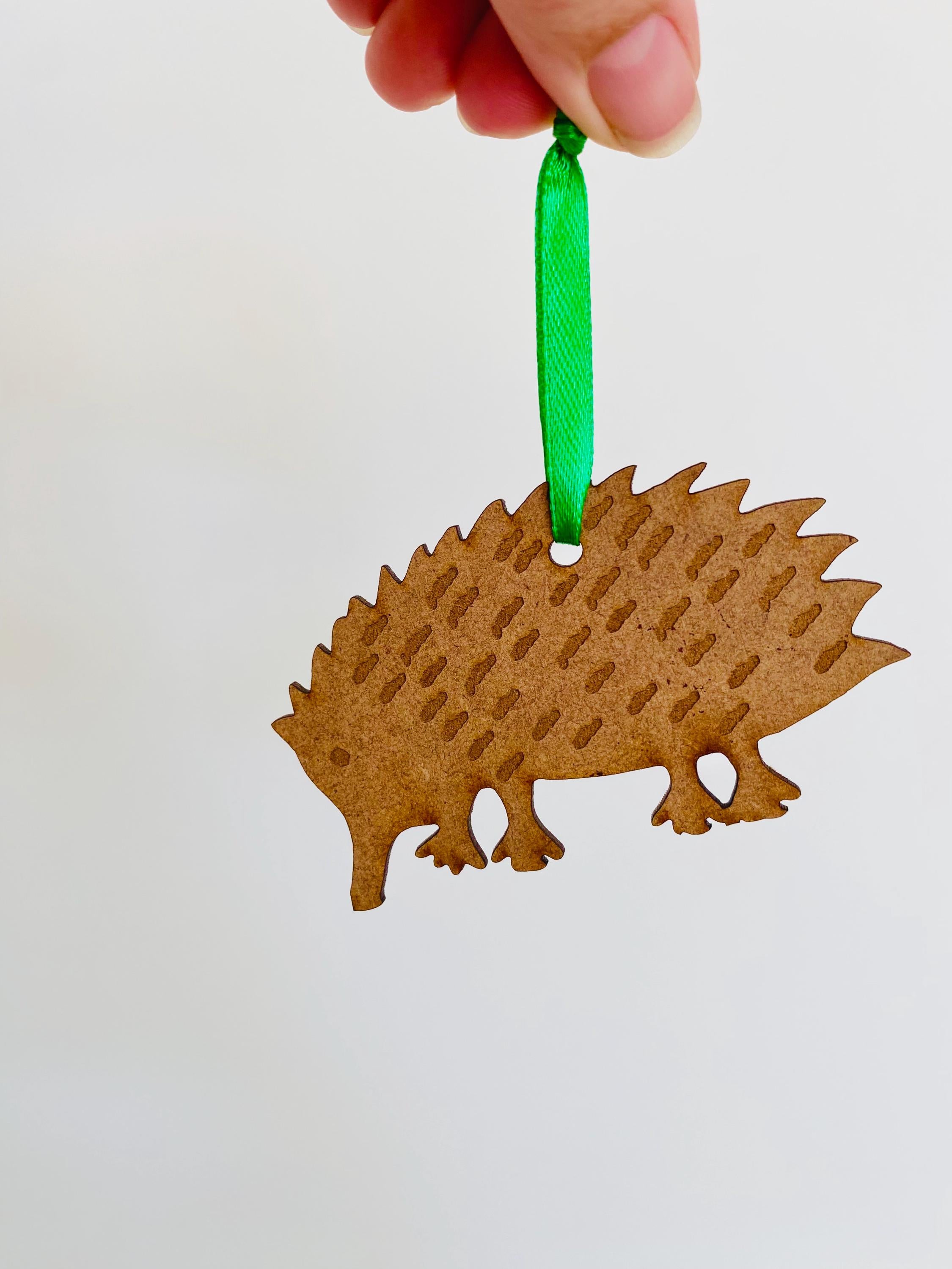 Echidna Australian Christmas Ornament: Handcrafted wooden echidna Christmas tree ornament, inspired by Australia's native wildlife.