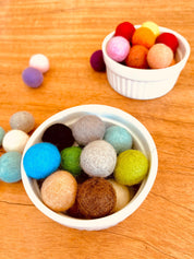 Pure Wool Felt Balls: Soft felt balls in mixed colours for creative play and crafting.