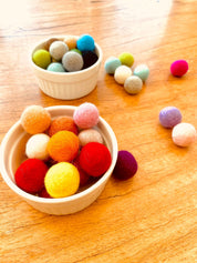 Pure Wool Felt Balls: Soft felt balls in mixed colours for creative play and crafting.