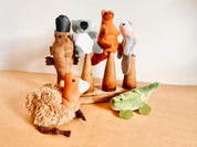 Velvet Australian animal finger puppets (set of 6), cozy toys for imaginative play.

